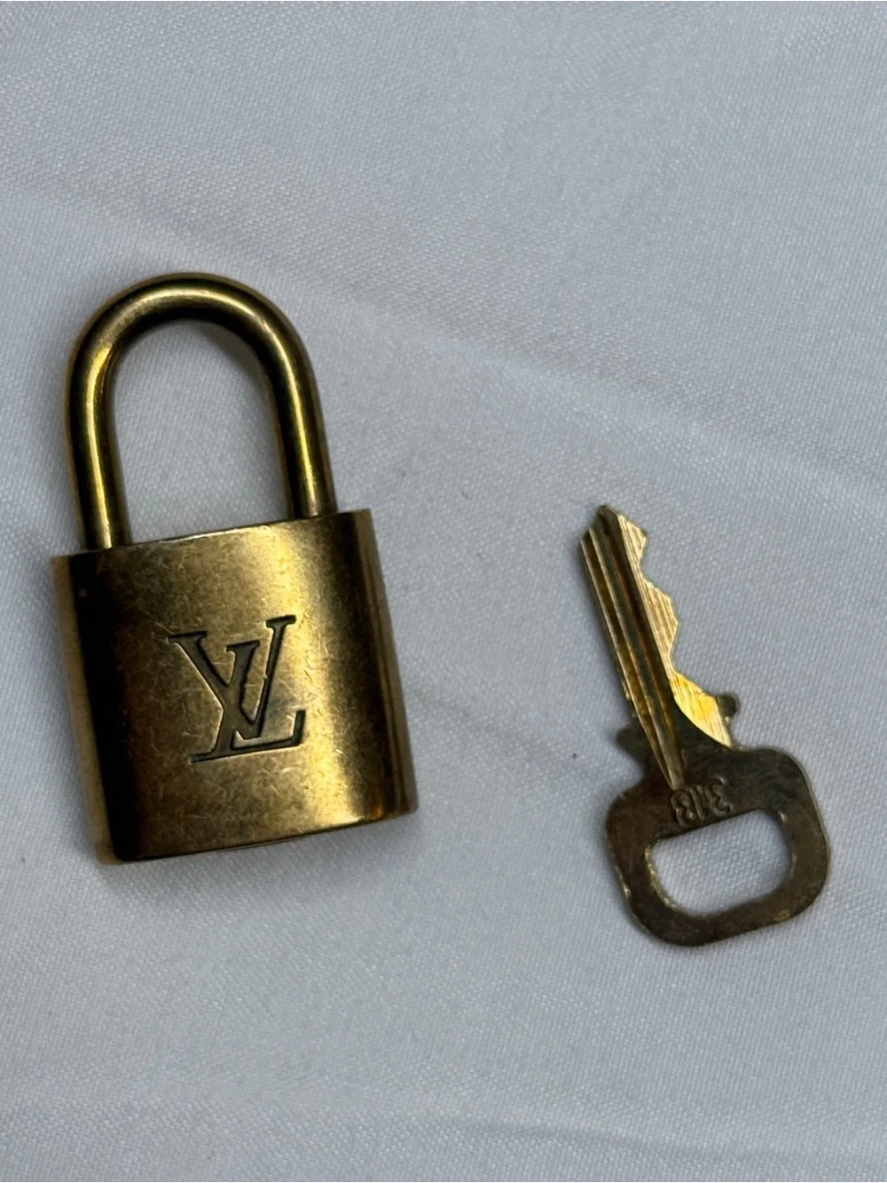 Louis Vuitton Brass Tone LV Padlock with Key # 313